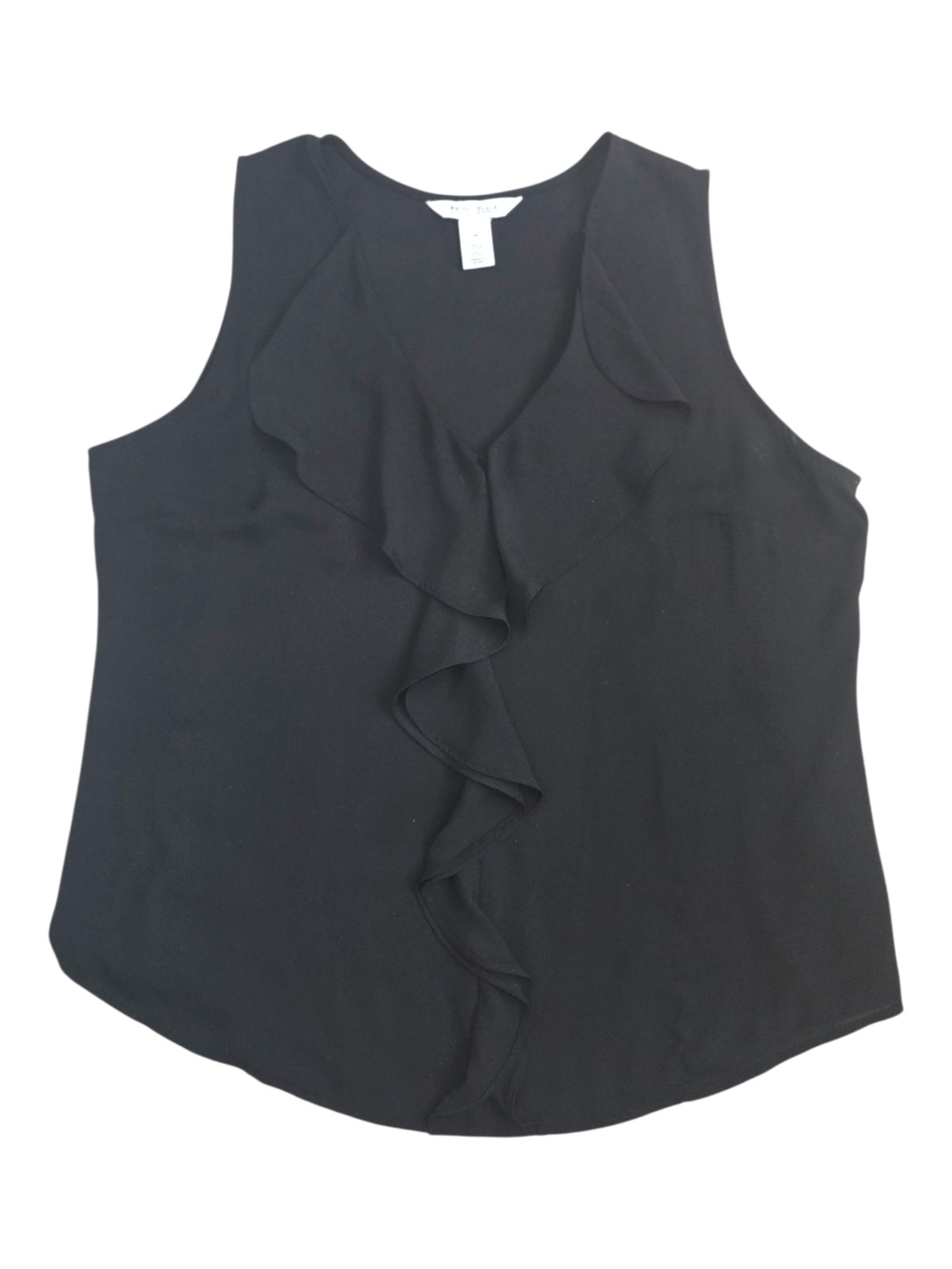 White House Black Market Black Ruffle-Front Sleeveless Blouse